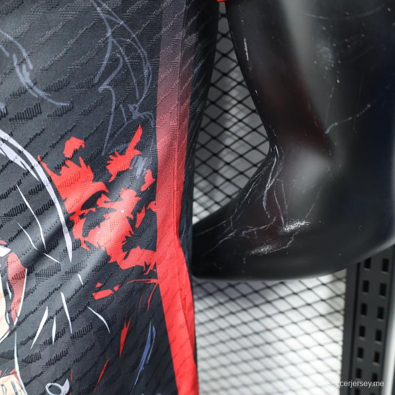 قميص المنتخب الياباني 2025 إصدار اللاعب 2025 أسود بتصميم شخصية أنيمي