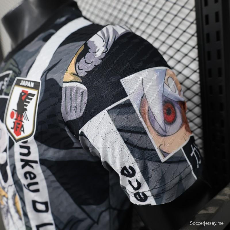نسخة اللاعب 2025 منتخب اليابان 2025 قميص منتخب اليابان أسود اللون مع قميص بتصميم ون بيس جير 5 لوفي