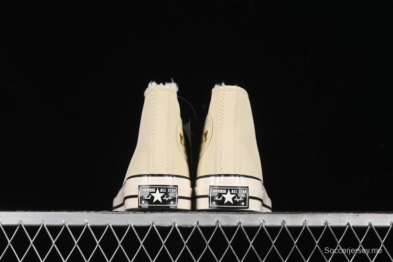 Converse Chuck 1970s Winter Waterproof Leather High-Top Sneakers with Gold Eyelets and Fleece Lining - A12443C