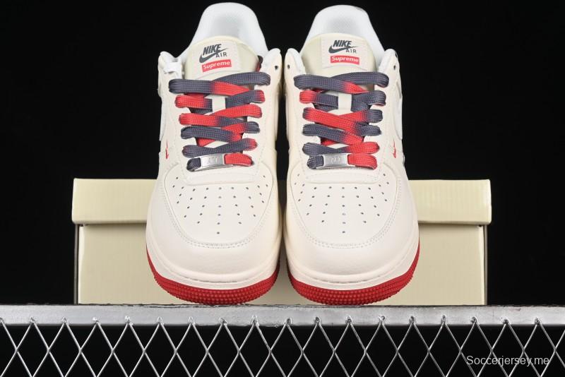Nike Air Force 1 '07 Low Supreme Collaboration - Beige Red Blue Colorblock Casual Sneakers - XZ6188-228