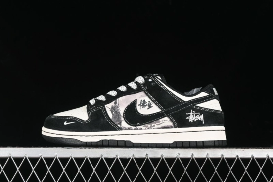 Nike SB Dunk Low Stussy Collaboration - Black Wukong Anniversary High-End Custom Low-Top Casual Sneakers - XX2025-555