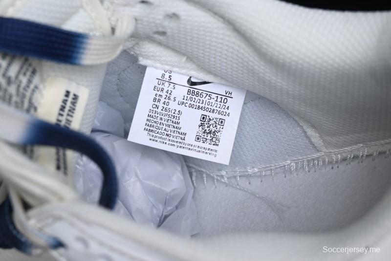 Nike SB Dunk Low Supreme Collaboration - White Blue Color Blocking with Mini Swoosh Anniversary Custom Edition Low-Top Casual Skate Shoes - BB8675-110