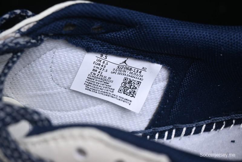 Nike Travis Scott x Fragment Design x Air Jordan 1 Low OG SP AJ1 Sneakers with Reverse Swoosh - SJ2068-134