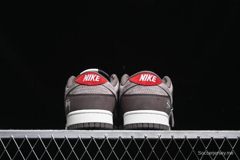 Nike SB Dunk Low Stussy Collaboration - Beige Brown Swoosh Anniversary High-End Custom Low-Top Casual Skate Shoes - SF1029-408