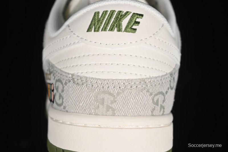 Nike SB Dunk Low Gucci Collaboration - Smoke Green Anniversary High-End Custom Low-Top Casual Skate Shoes - XX2025-389