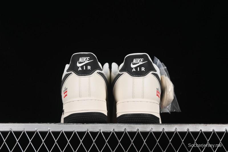 Nike Air Force 1 '07 Low Stone Island x Supreme Collaboration - Off-White Black Heel Casual Sneakers - BB1616-307