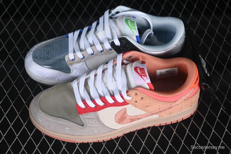 Nike Clot x Dunk Low SB 'What The' Casual Sneakers with Silk, Terracotta, and Holographic Elements - FN0316-999