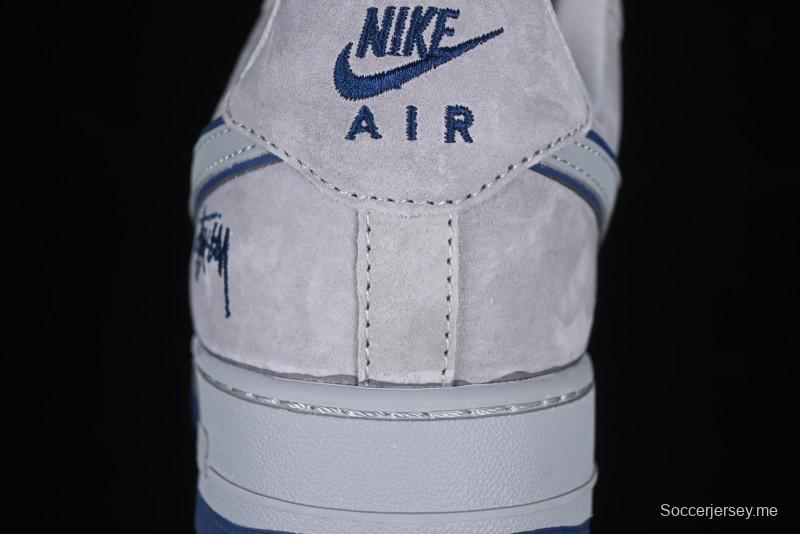 Nike Air Force 1 '07 Low Stussy Collaboration Grey Blue Pig Bear AF1 Low Top Casual Sneakers - DF0188-017