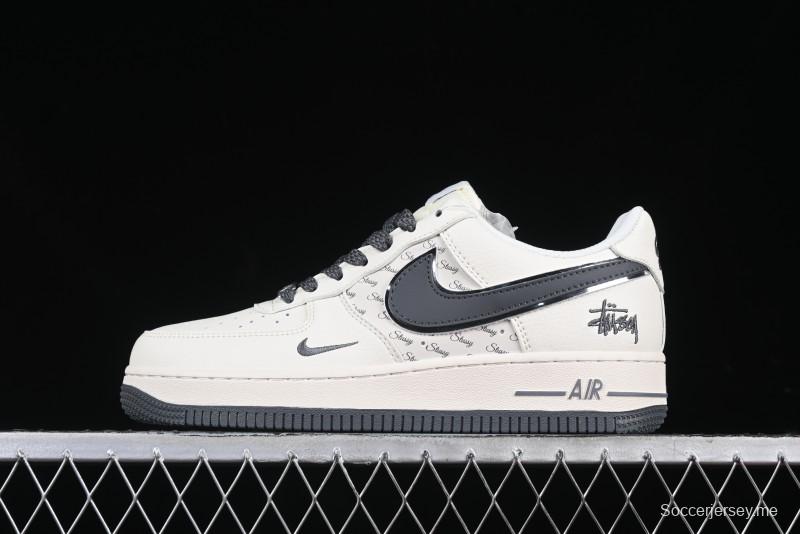 Nike Air Force 1 '07 Low Stussy Collaboration - Grey English Patchwork Low-Top Casual Sneakers - XZ3328-536
