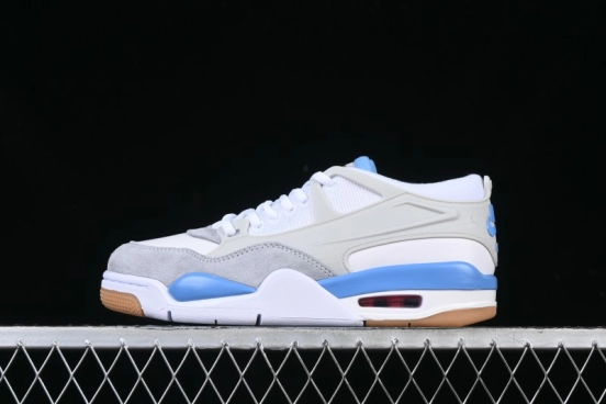 Nike Air Jordan 4 Remastered Retro Sneakers in White Blue - FQ7939-104