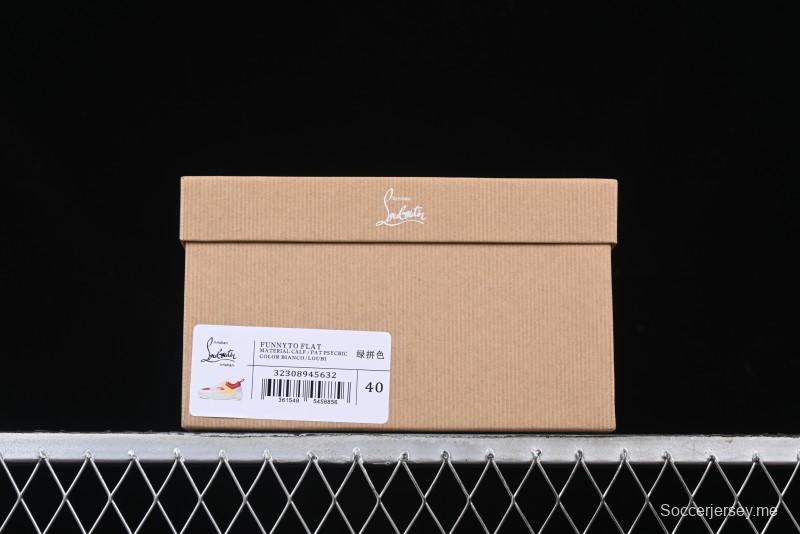 Christian Louboutin Funnyto Flat French Luxury Brand Green Color Block Low Top Sneakers - X.D4