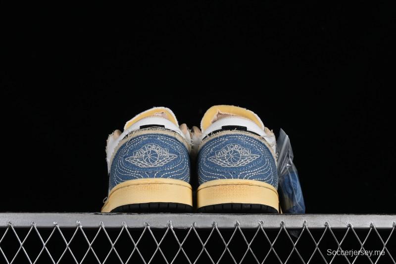 Nike Air Jordan 1 Low SE "WRMK" AJ1 Sashiko Stitch Low-Top Casual Sneakers - FN7670-493