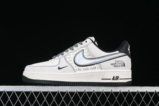 Nike Air Force 1'07 Low The North Face Collaboration - Grey Black Reflective Swoosh Casual Sneakers - DM6688-007