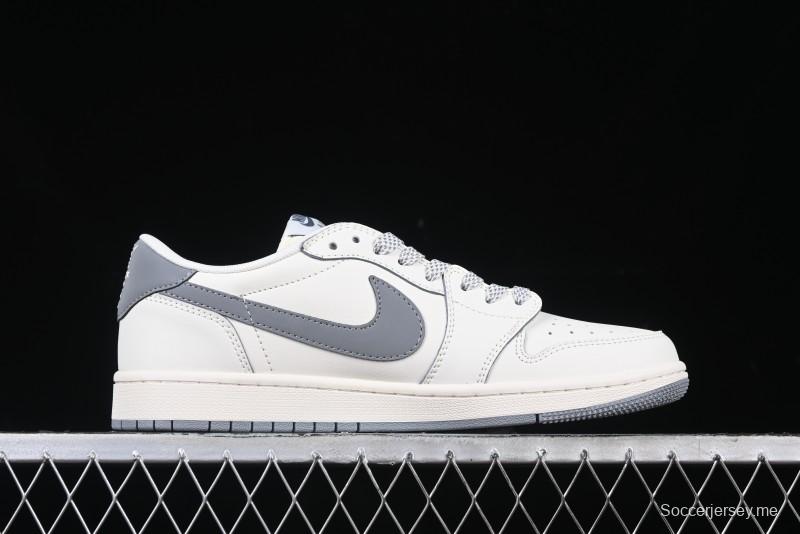 Nike Travis Scott x Fragment Design x Air Jordan 1 Low OG SP AJ1 Retro Sneakers with Unique Collaboration Details - XZ5158-002