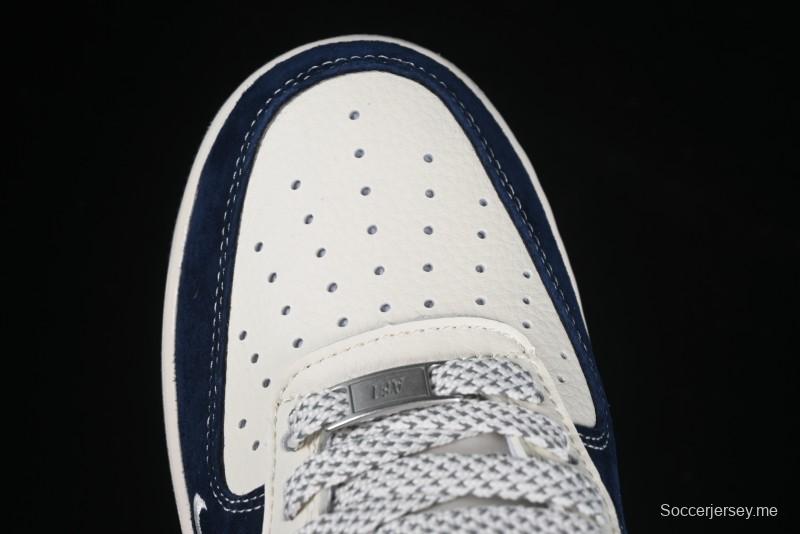 Nike Air Force 1 '07 Low Stussy Collaboration Dark Blue Suede White Swoosh Low-Top Casual Sneakers - XZ6188-673
