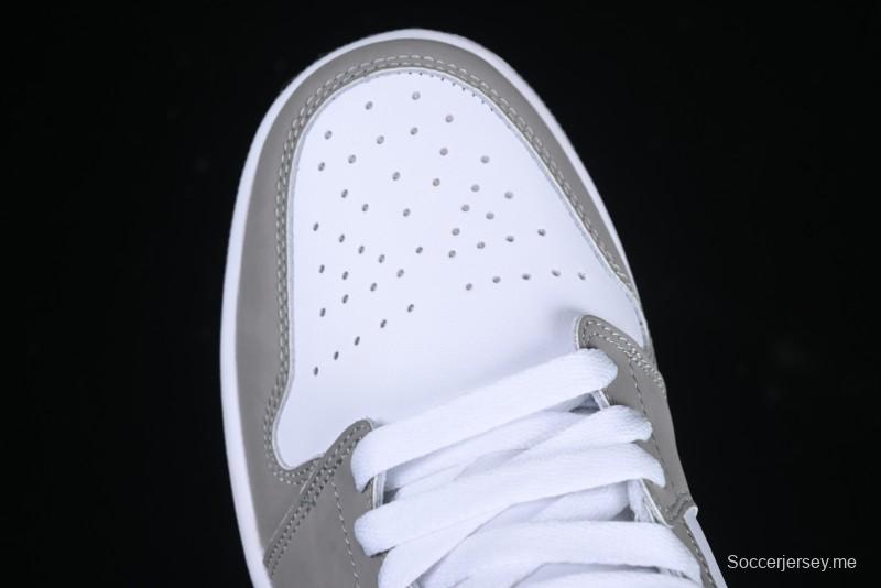 Nike Air Jordan 1 Mid AJ1 High-Top Basketball Shoes in White Grey Patent Leather - HF3216-100