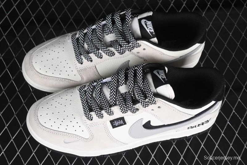 Nike SB Dunk Low Stussy Collaboration Grey Pig Suede Anniversary Custom Low-Top Casual Skate Shoes - DJ2024-061