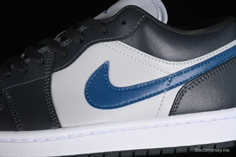 Nike Air Jordan 1 Low AJ1 Black Grey Blue Hook Basketball Shoes - DC0774-040