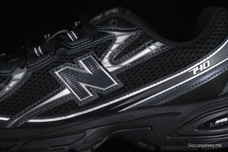 New Balance 740 Black and Silver Retro Running Sneakers for Men