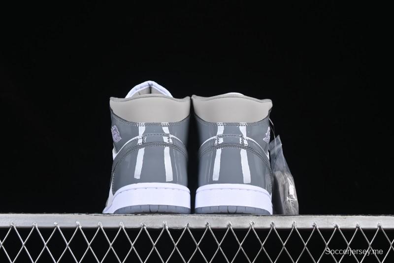 Nike Air Jordan 1 Mid AJ1 White Grey Mid Top Casual Sneakers - HF3193-100