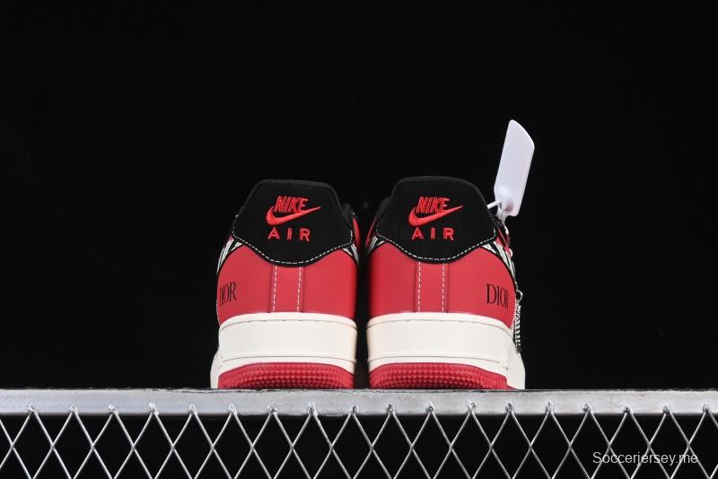 Nike Air Force 1'07 Low Dior Collaboration Red Black Zebra Print Casual Sneakers - KK1988-066