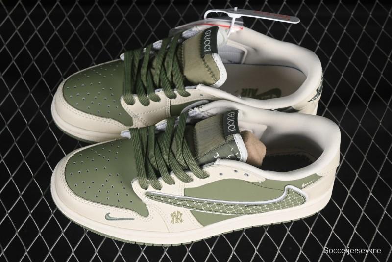 Nike Travis Scott x Fragment Design x Air Jordan 1 Low OG SP AJ1 MLB Collaboration Low-Top Casual Sneakers - XS2024-017