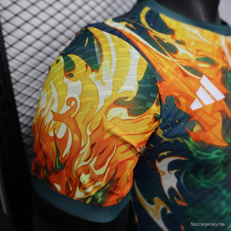 إصدار اللاعب 2025 قميص اليابان 2025 بتصميم الساموراي والخلفية النارية