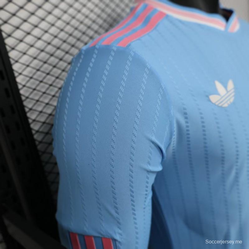 إصدار اللاعب 25/26 قميص بأكمام طويلة طويلة الأكمام أزرق اللون أزرق اللون أزرق ثالث