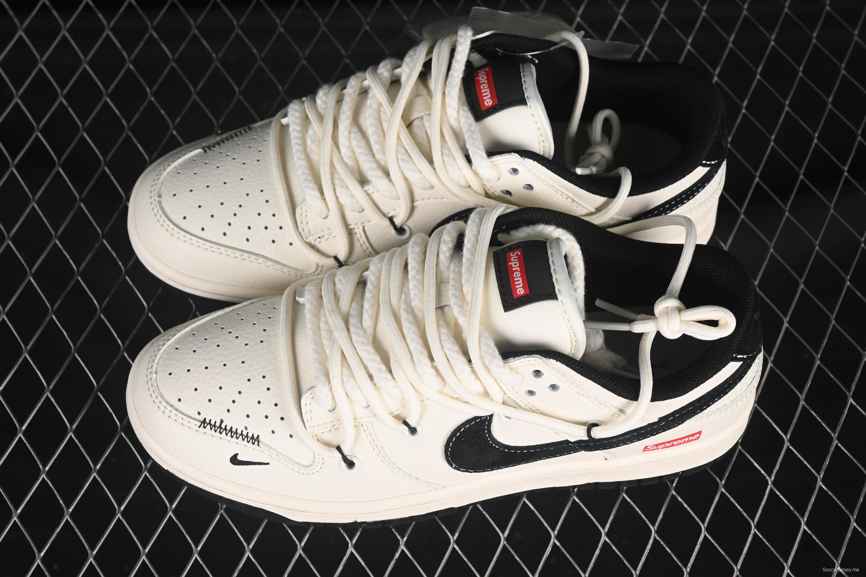Nike SB Dunk Low Sup Series Strap White Black Swoosh Anniversary Custom Low-Top Skate Shoes - YX5066-282