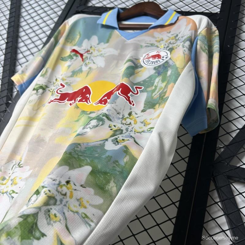 25/26 RB سالزبورغ قميص أبيض بنقشة زهور أبيض مع قميص بنقشة زهور