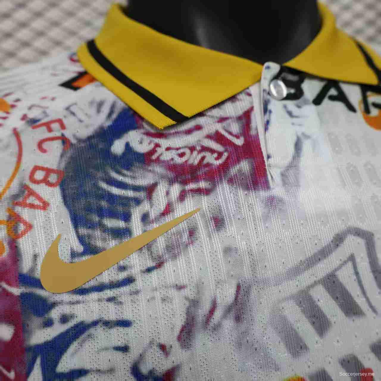 Player Version 25/26 Barcelona White with Graffiti Art Pattern Jersey