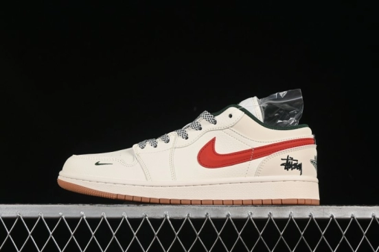 حذاء كرة سلة ريترو ريترو من نايك اير جوردان 1 لو من نايك بتعاون ستوسي مع سووش ثلاثي الأبعاد - XS6086-560