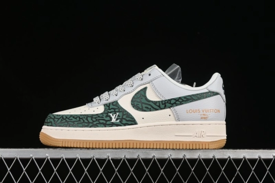 حذاء نايك اير فورس 1 '07 منخفض من نايك اير فورس 1 '07 LV Collaboration Green Stone Grain Gum Sole Sneakers Casual Sole - ZH2598-306