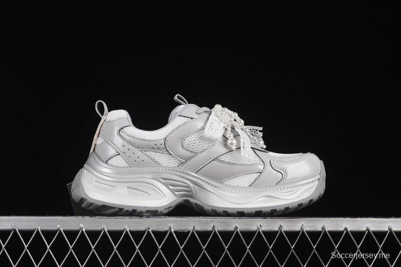 حذاء أبي كاجوال ذو سلسلة لؤلؤية من الدانتيل GG-CC - 250310 فضي