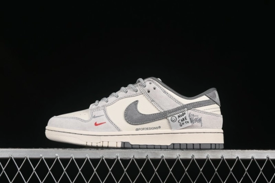 حذاء تزلج نايك SB Dunk Low Stussy Stussy Patchwork الرمادي المرقع المخصص للذكرى السنوية - YX5066-296