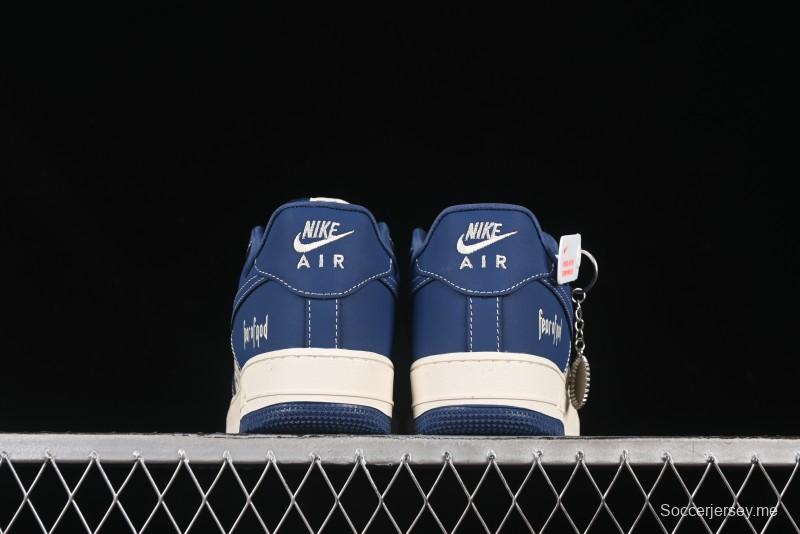 حذاء نايك اير فورس 1'07 منخفض فوغ تعاون نايكي، حذاء رياضي كاجوال أزرق مموج بيج - KK1988-079