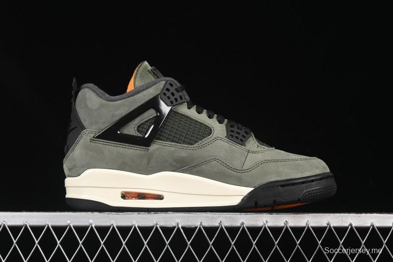 حذاء نايك Undefeated x Air Jordan 4 OG من نايك أنديفايتد باللون الأخضر الزيتوني مع لمسات برتقالية وسوداء - IB1519-200