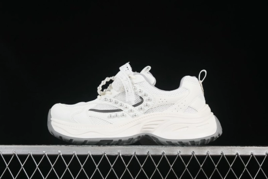 حذاء أبي كاجوال من الدانتيل الدانتيل سلسلة اللؤلؤ - 250310 أبيض