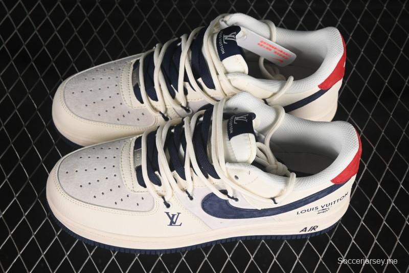 حذاء نايك اير فورس 1 '07 منخفض LV Collaboration Blue Swoosh Drawstring Sneakers Casual - DM686868-083