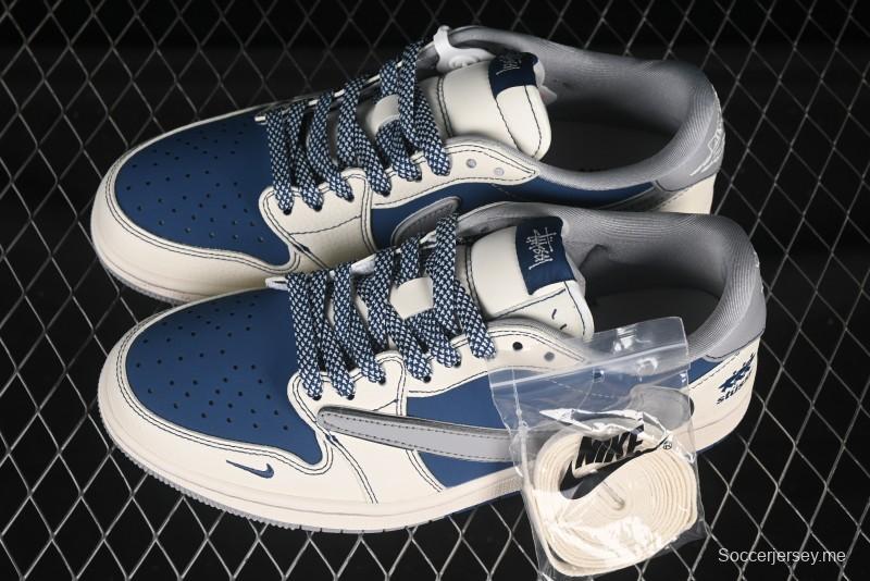 حذاء نايك ترافيس سكوت x Fragment Design x Air Jordan 1 OG Low OG SP AJ1 Stussy Collaboration Dual-Tone Grey Hook Low-Top Sneakers - ZH2598-245