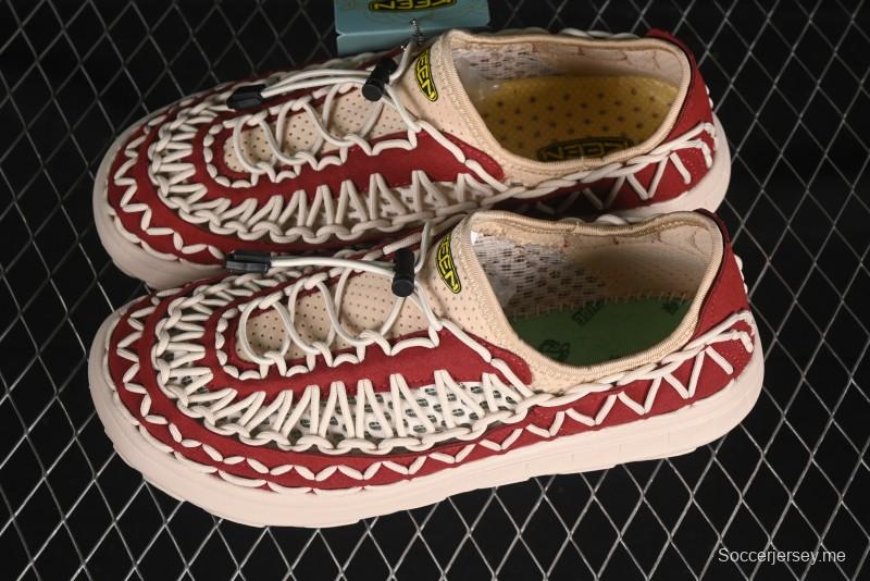 صندل رياضي مسطح منسوج بحزام مطاطي منسوج بحزام مطاطي في الهواء الطلق - 1014097 أحمر