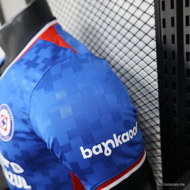 إصدار اللاعب 25/26 قميص كروز أزول 25/26 أزرق منزلي بنقشة بيكسل رقمية