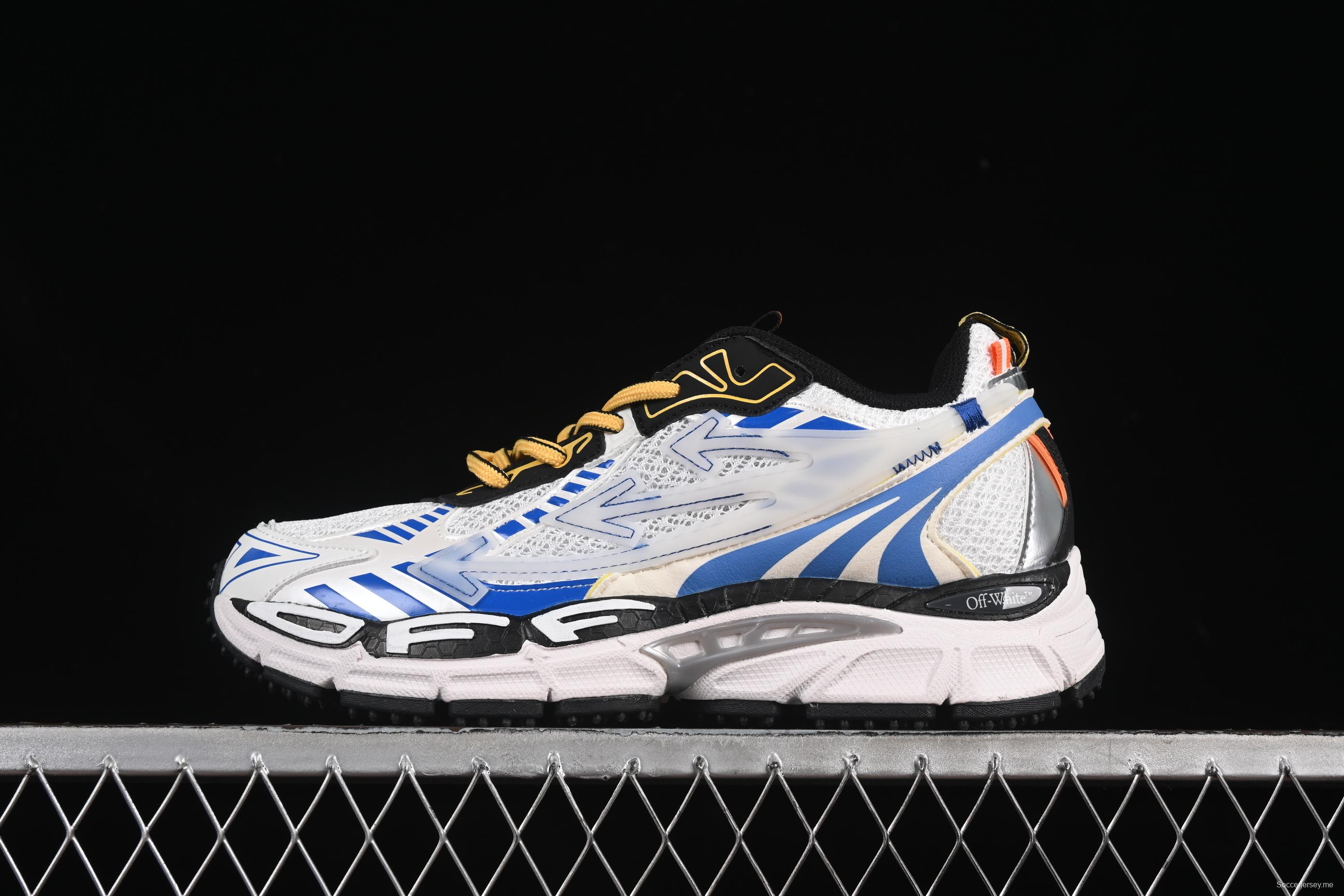 حذاء سنيكرز بي رايت من أوف وايت بي رايت سنيكرز لايف ستايل منخفض الساق باللون الأبيض والأزرق - C.D4