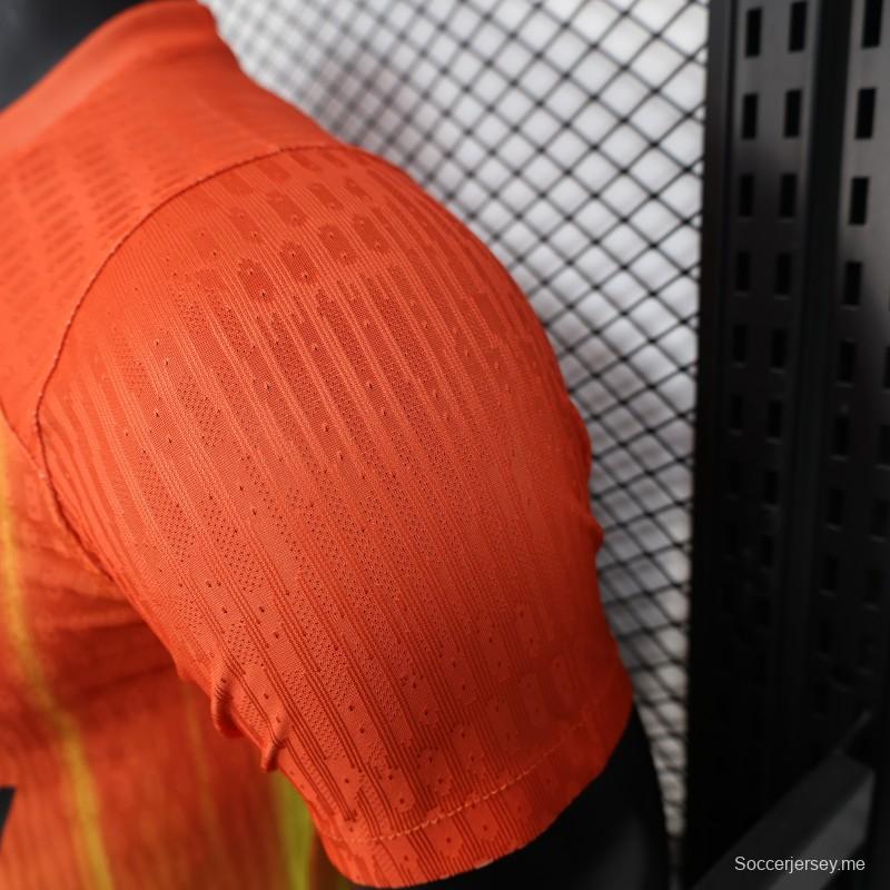 إصدار اللاعب 25/26 قميص نادي برشلونة برتقالي مع قميص متدرج اللهب