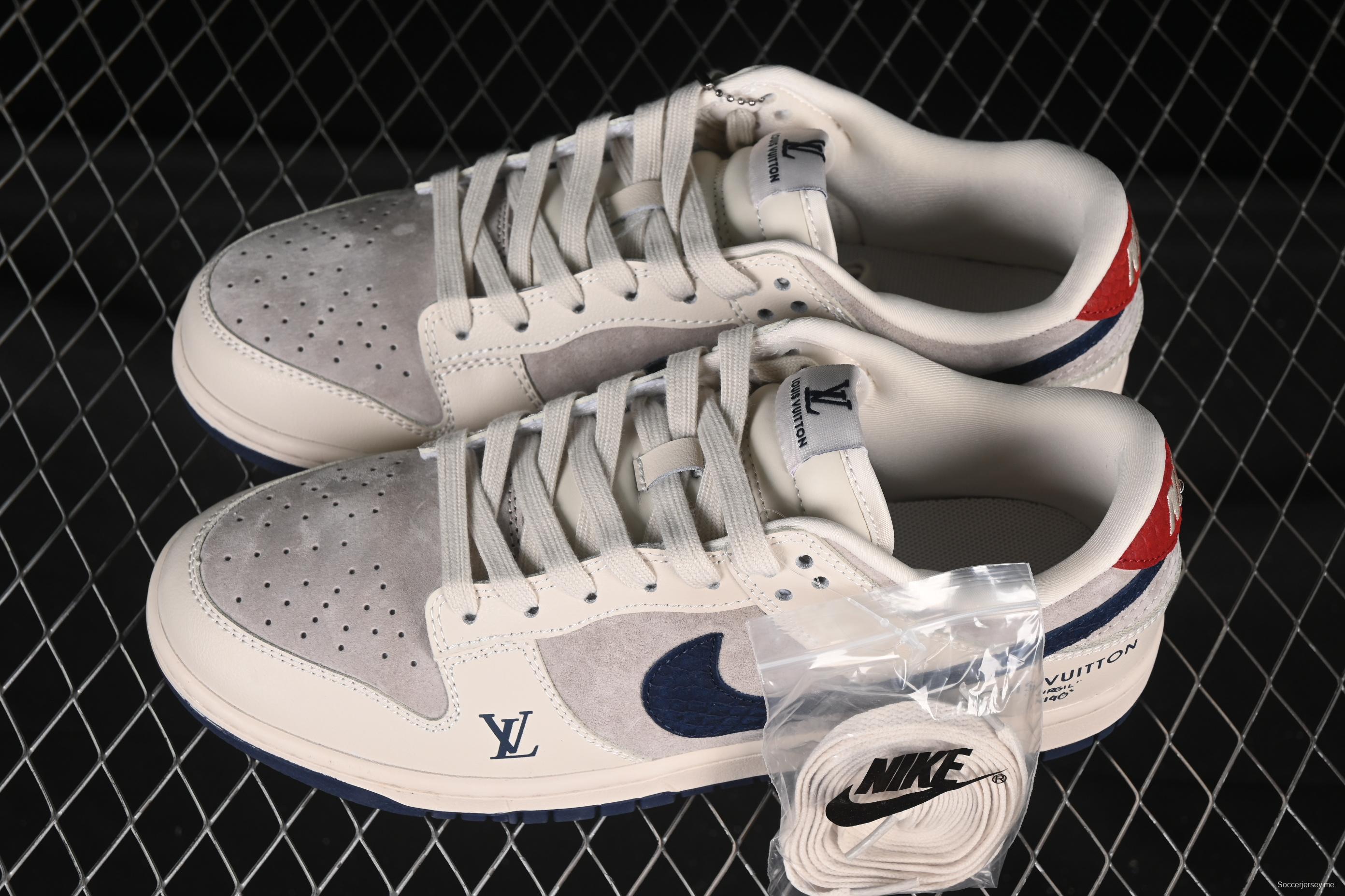 حذاء تزلج نايك SB Dunk Dunk Low LV Collaboration Blue Snoosh Swoosh Anniversary حذاء تزلج كاجوال منخفض مخصص - XX3168-122