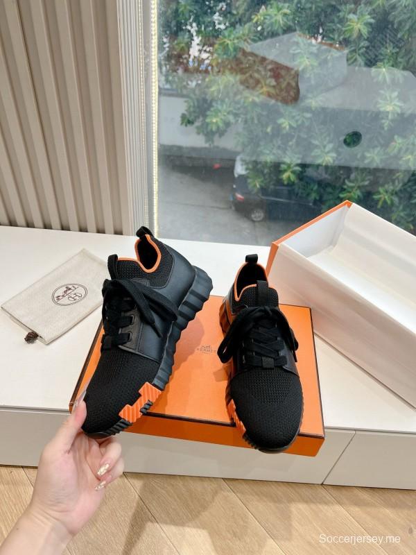 2024 Unisex Hermès black orange knit sneakers