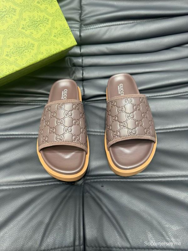 2024 Gucci brown leather Slippers MJ00200