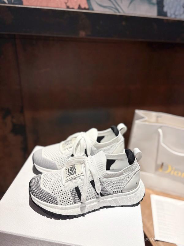 2025 Unisex Dior White Black Flyknit Sneakers LY00260
