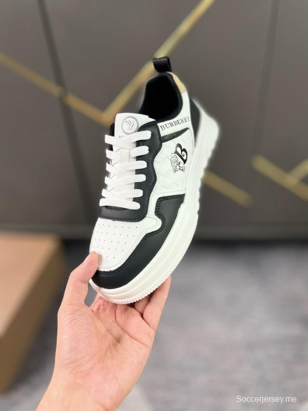 2024 Unisex Burberry Black White Leather Casual Shoes MJ00251