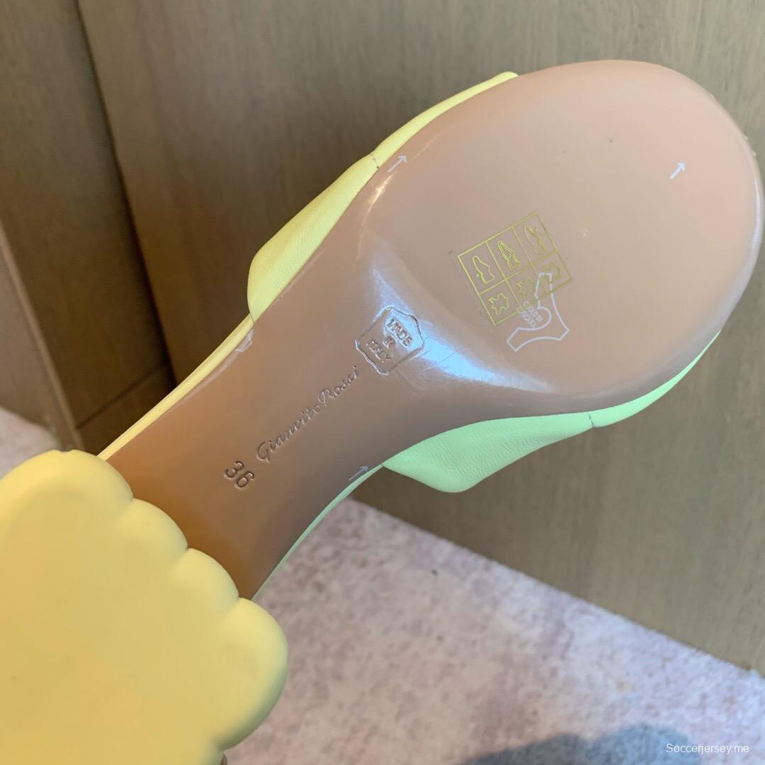 2025 Gianvito Rossi Yellow Leather Slippers KFY00260